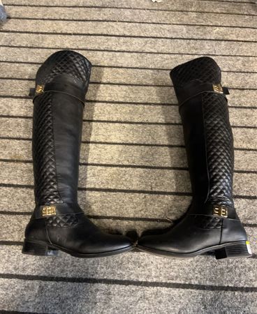 Black Quilted Over-the-Knee Boots