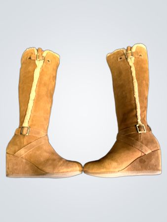 Brown Suede Wedge Boots
