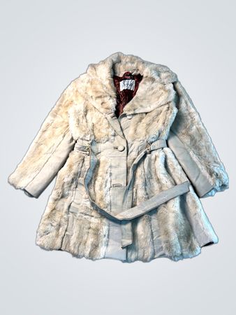 Lazarus of Virginia Fur and Faux Leather Belted Coat