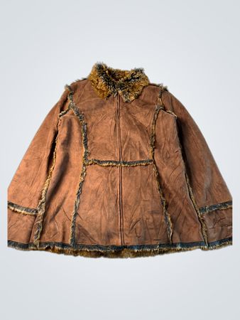 Exchange by/by Irwin Silberman Brown Kunstpelzbesetzte Jacke