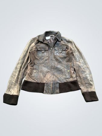 Braune Leder-Bomberjacke