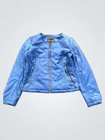 Blaues Kunstleder Stepp-Motorradjacke