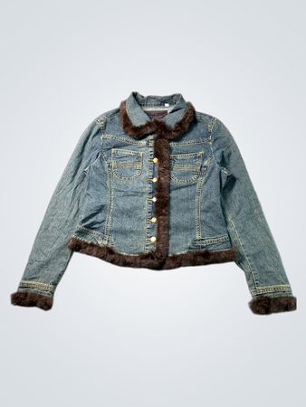 VEX JEANS Denimjacke mit Pelzbesatz