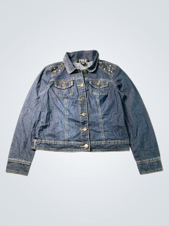 Jeansjacke mit Nieten-Schultern