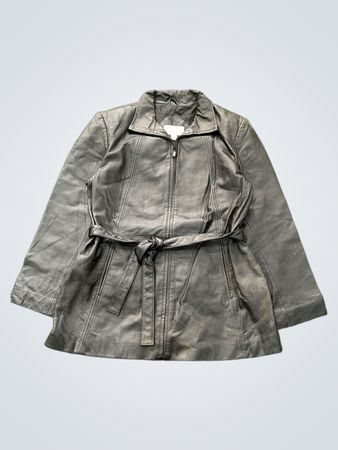WORTHINGTON Black Leather Belted Jacket