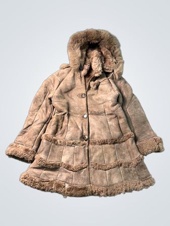 Shearling Coat with Fur Trim