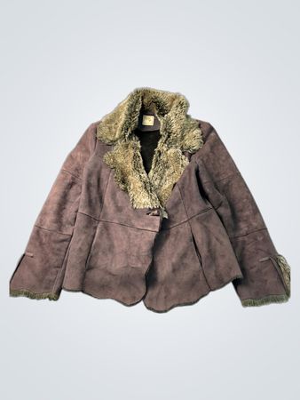 Oriental Rosner Kunstfell-besetzte Wildlederjacke