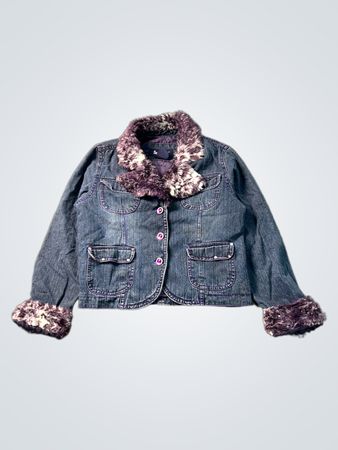 Denim Jacket with Faux Fur Trim