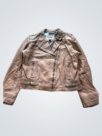 Grispiel Brown Faux Leather Moto Jacket