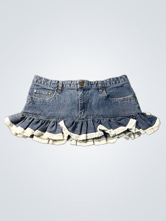 KIM ROGERS ESSENTIALS Jeansrock mit Spitzenbesatz