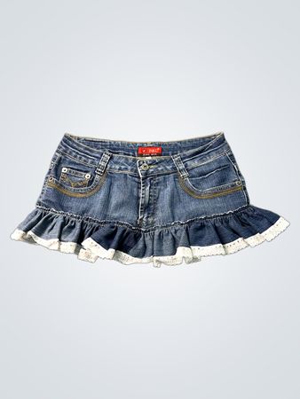 H&L Jeans Wear Denimrock mit Spitzenbesatz