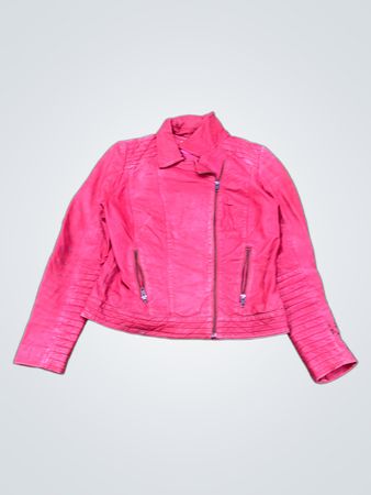 Naf Naf Giacca Biker in Pelle Rossa