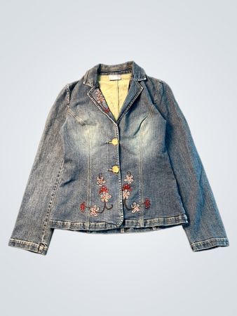 Wallis Denim Jacket with Floral Embroidery