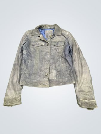 ブランドなしの青いレザージャケット