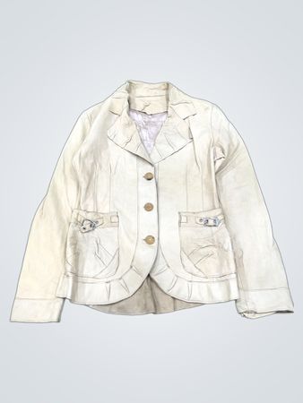 Veste beige avec fermeture à boutons et détails de poches