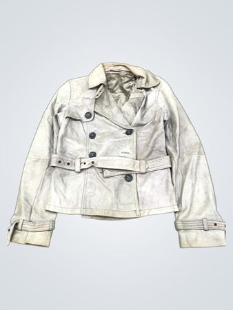 Veste en cuir beige sans marque