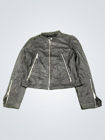 Jaqueta Moto de Couro Preto DKNY