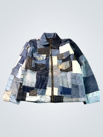 Veste en denim patchwork recyclé