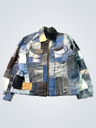 Veste en denim patchwork upcyclé