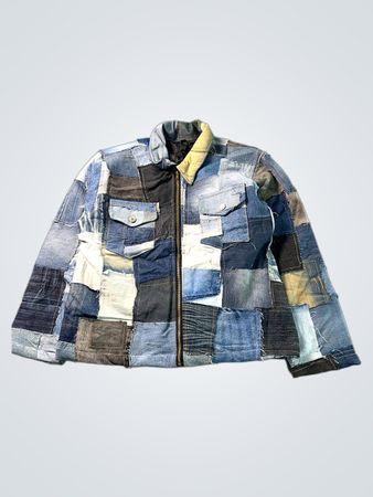 Veste en denim patchwork upcyclée