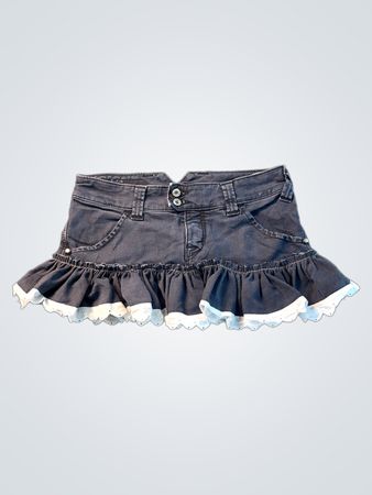Jeansrock mit Rüsche am Saum