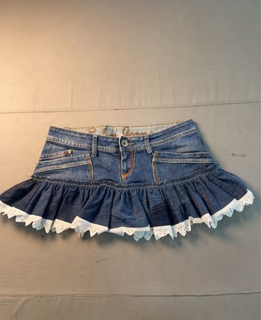 Ruby Jeans Denimrock mit Spitzenbesatz