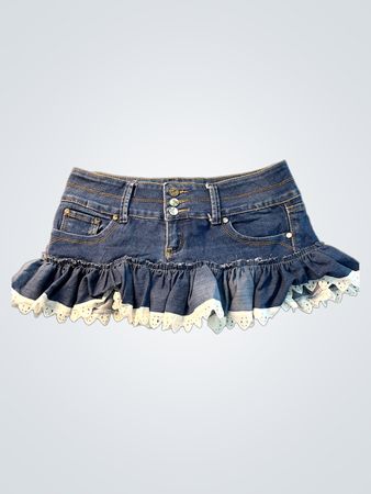 JUST F... Denimrock mit Spitzenbesatz