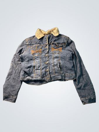 D Jeans Denim Jacket with Fur Collar