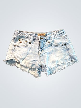 Paris Blues Hellwasch-Denim-Shorts mit fransigem Saum
