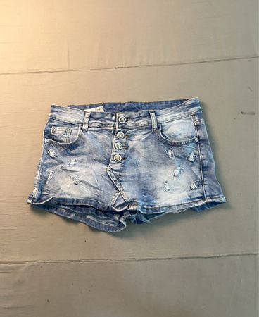 Denim Shorts with Button Detail