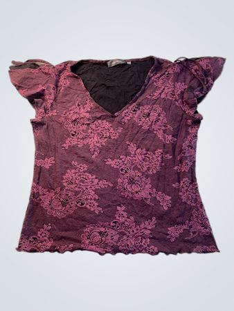 Kiabi Woman Purple Floral Print V-Neck Top