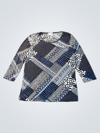my own women's blue patterned long sleeve top