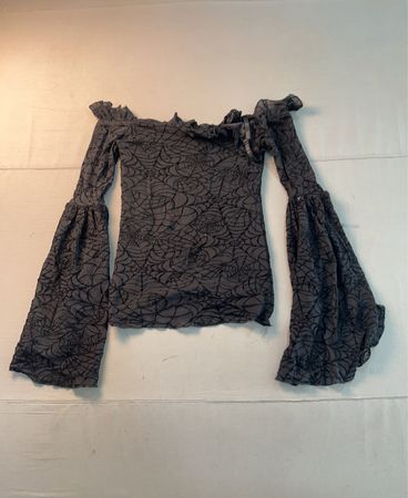 Cosmic Aura Spiderweb Off-the-Shoulder Bell Sleeve Top