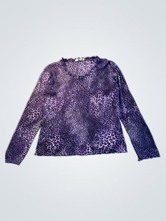 Lila Leopardmuster Langarmshirt