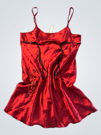 Jennifer Red Satin Slip Dress