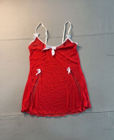Red Mesh Babydoll with Bows