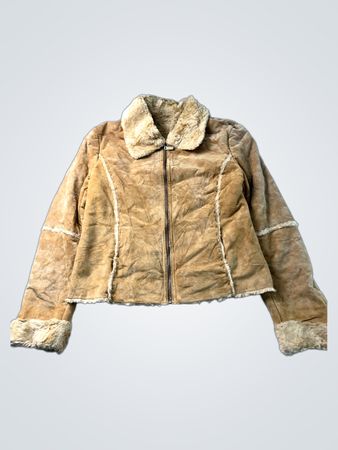 Veste pour femmes en daim synthétique et doublée de Sherpa