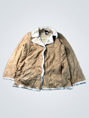 Veste en cuir suédé synthétique marron doublée en shearling