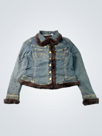 Veste en denim EVEX JEANS avec bordure en fourrure