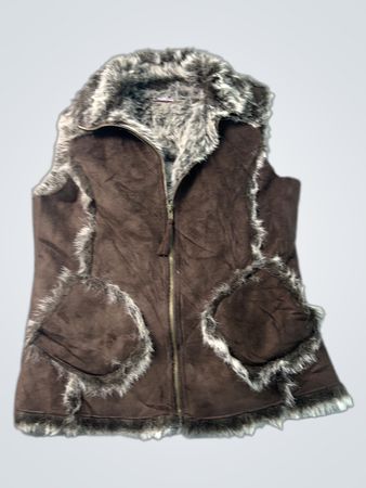 Braune Faux-Fur-besetzte Weste