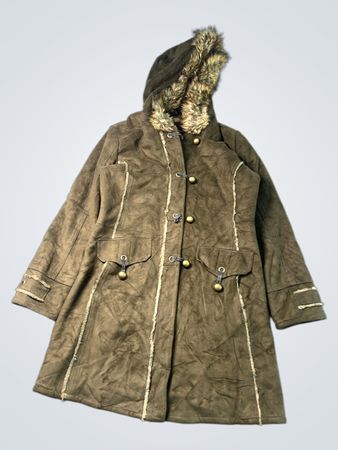 Novelti Adorable Junior Faux Suede Fur Lined Hooded Coat