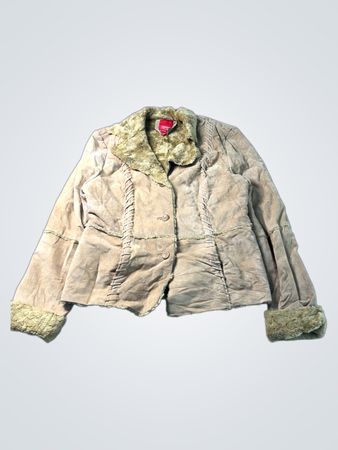Esprit Wildleder- und Pelzbesatzjacke