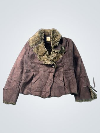 Chantal Roche Kunstpelzbesetzte Wildlederjacke