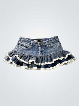 Upcycled Ecko Unltd Rüschiger Denim-Minirock