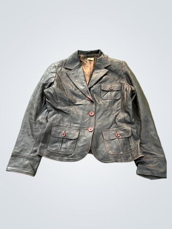 Women's Brown Leather Blazer