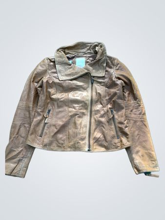 Giacca moto in pelle marrone Esprit