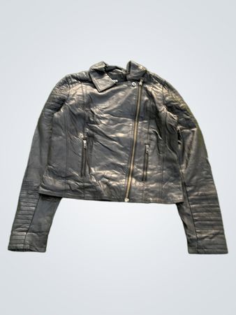 Veste biker en cuir noir ASOS