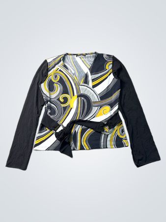 Cotto Paxi Collection Damenlangarmshirt mit abstraktem Druck und Taillenband