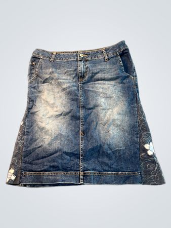 S.Oliver Denim-Midirock mit floralen Akzenten