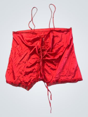 Rote Spitzenbesatz-Cami-Shorts
